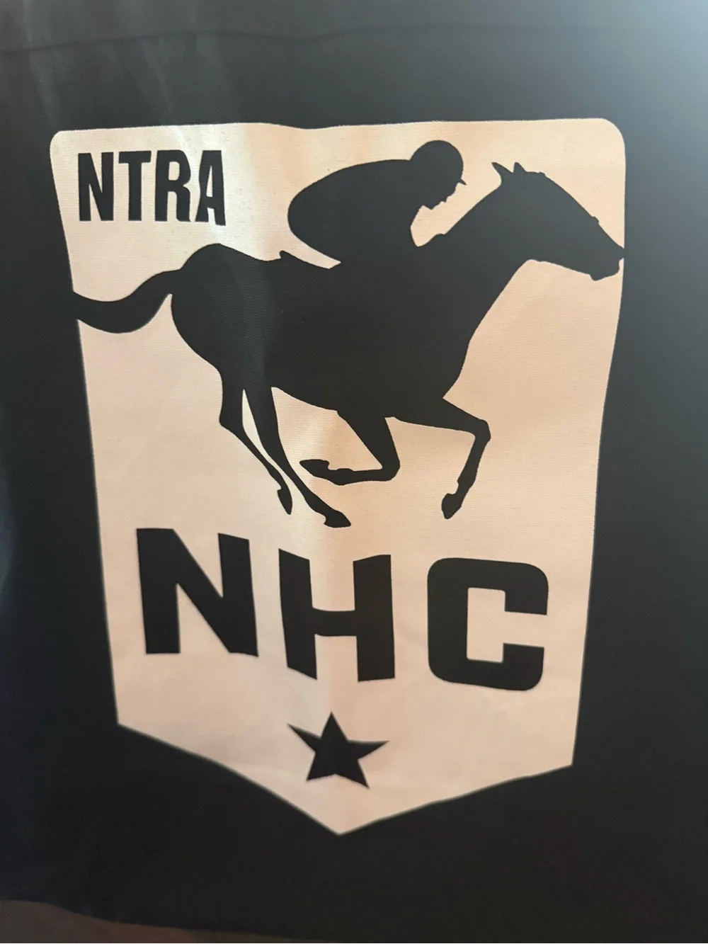 NHC NTRA Horseracing XL Black Canvas Tote Bag with Large Print Logo NWOT